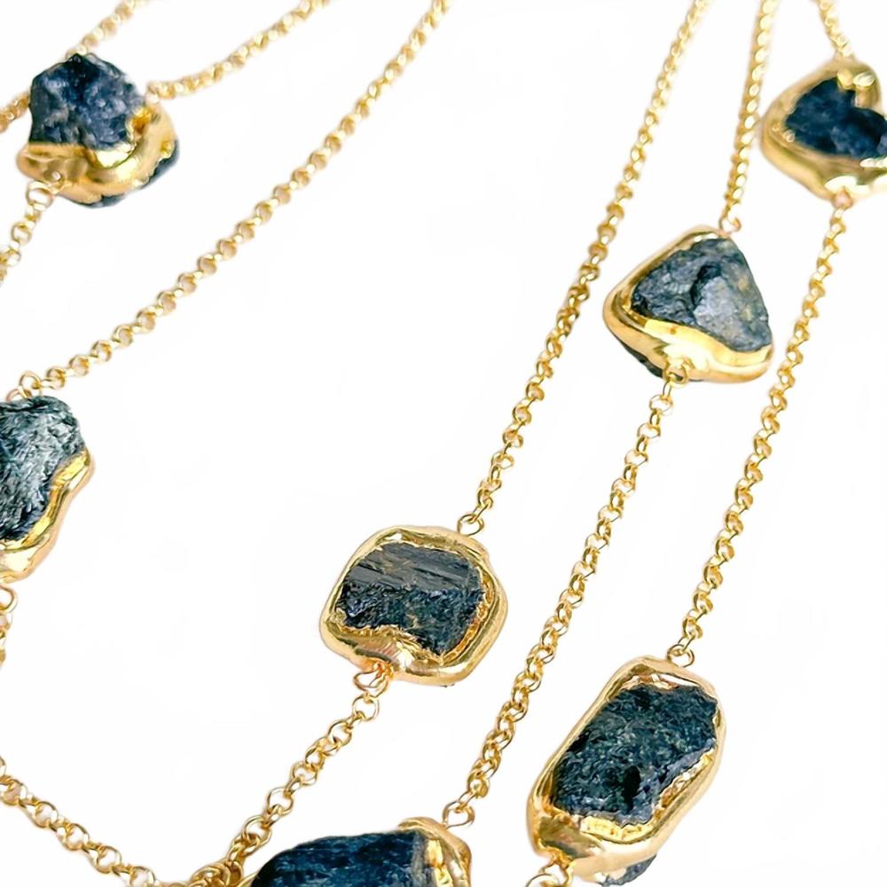 NEW EASTON ELLE women's triple tournaline necklace in gold